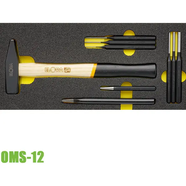 Bộ đục 9 chi tiết ELORA OMS-12, kèm búa cho tủ đồ nghề