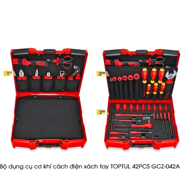 Bộ dụng cụ cơ khí cách điện xách tay TOPTUL 42PCS GCZ-042A