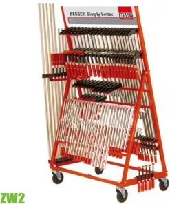 Bộ kẹp gỗ 50 cái BESSEY ZW2, đựng trên kệ thép trưng bày