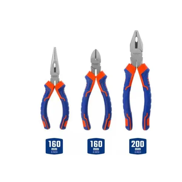 Bộ kìm 3 món gồm (điện, cắt, nhọn) 6 inch và 8 inch Workpro WP201007