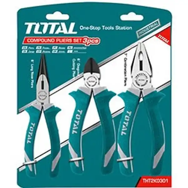 Bộ kìm điện, kìm cắt và kìm nhọn 3 chi tiết Total THT2K0301