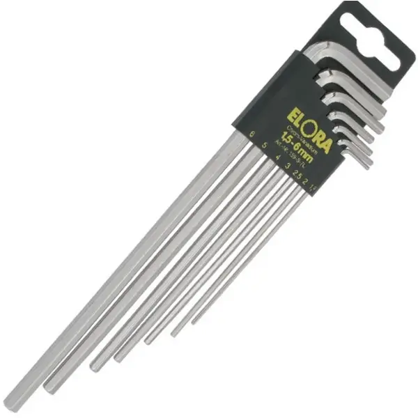 Bộ lục giác đầu bằng ELORA 159S-L, kiểu chữ L, loại dài, DIN ISO 2936
