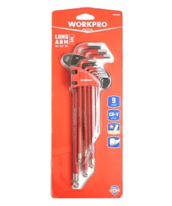 Bộ lục giác đầu bi kiểu chữ L, loại dài 9 cái hệ inch Workpro WP222013