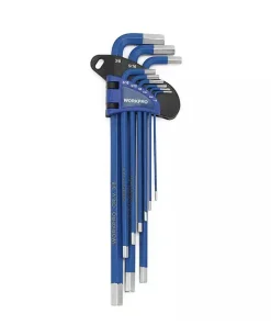 Bộ lục giác đầu bi kiểu chữ L, loại dài, 9 cái hệ inch Workpro WP222015
