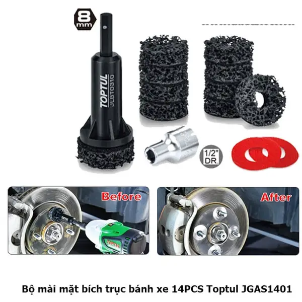 Bộ mài mặt bích trục bánh xe 14PCS TOPTUL JGAS1401
