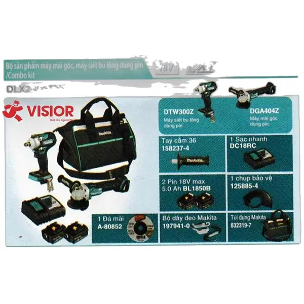 Bộ máy VẶN Bu lông VÀ MÁY MÀI GÓC DÙNG PIN 18V MAKITA DLX2406TX1