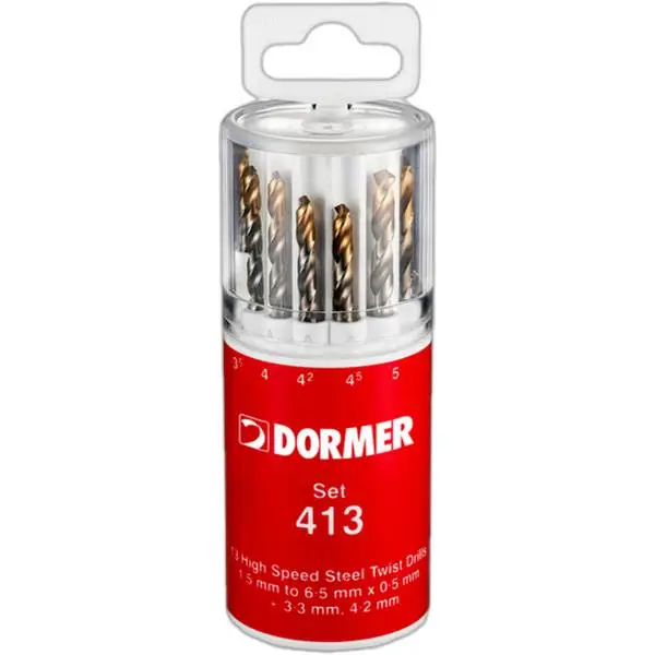 Bộ Mũi Khoan 13 Cái A002 1.5~6.5mm Bước 0.5mm Và 3.3-4.2mm HSS TiN A094413 Dormer