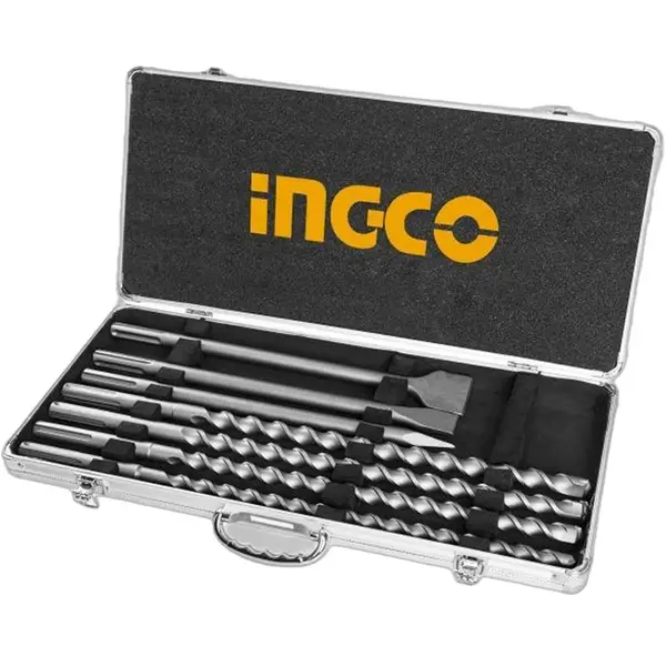 BỘ MŨI KHOAN BÊ TÔNG GÀI SDS MAX VÀ MŨI ĐỤC INGCO AKD5075 (16-22MM)