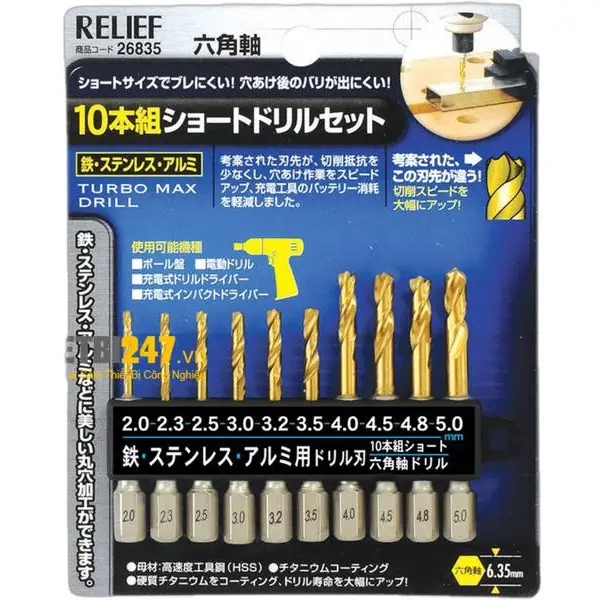 Bộ mũi khoan đá granit 6 chi tiết 26835 Relief