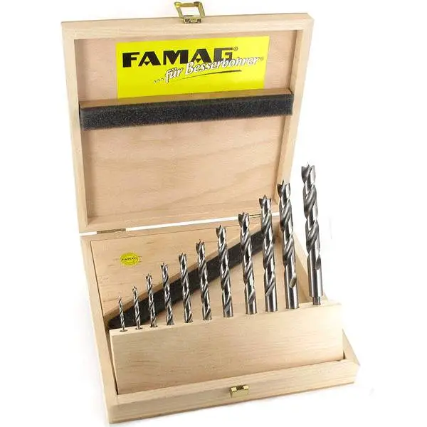 Bộ mũi khoan gỗ 11 chi tiết FAMAG 1597.511, từ 3-13mm, HSS-S