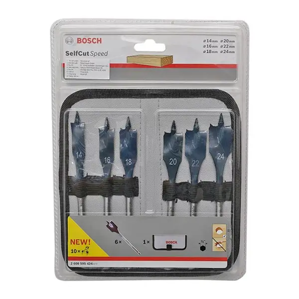 Bộ mũi khoan gỗ 6 cây 14-24mm Bosch 2608595424