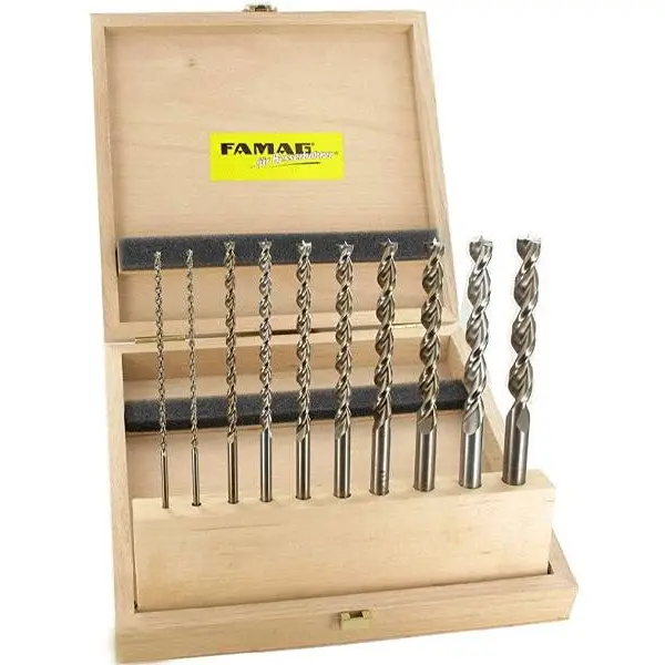 Bộ mũi khoan gỗ HSS-G FAMAG 1594.5, đựng trong hộp gỗ