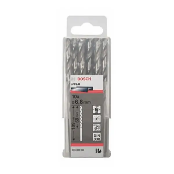 Bộ mũi khoan sắt 10 mũi 6.8mm HSS-G Bosch 2608595069