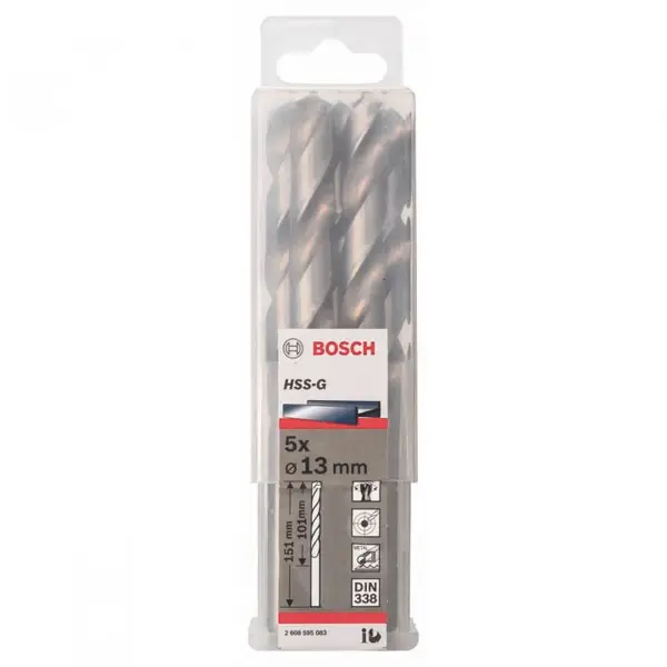 Bộ mũi khoan sắt 5 mũi 13mm HSS-G Bosch 2608595083