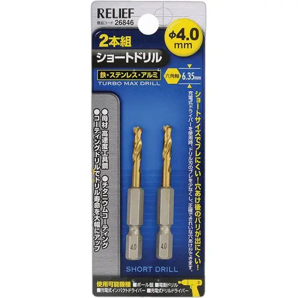 Bộ mũi khoan sắt đầu lục giác 4.0mm loại ngắn 26846 Relief