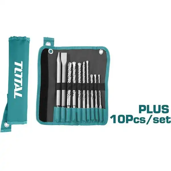 Bộ mũi khoan và mũi đục bê tông 10 chi tiết Total TACSD19101