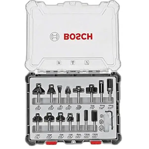 BỘ MŨI PHAY HỖN HỢP 15 MÓN BOSCH (MỚI) 2607017473