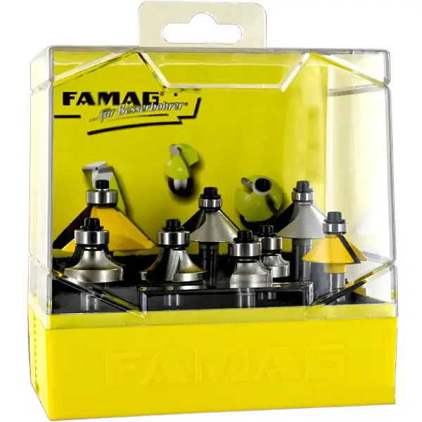 Bộ mũi phay vát mép 8 chi tiết FAMAG 3118.908. Made in Germany