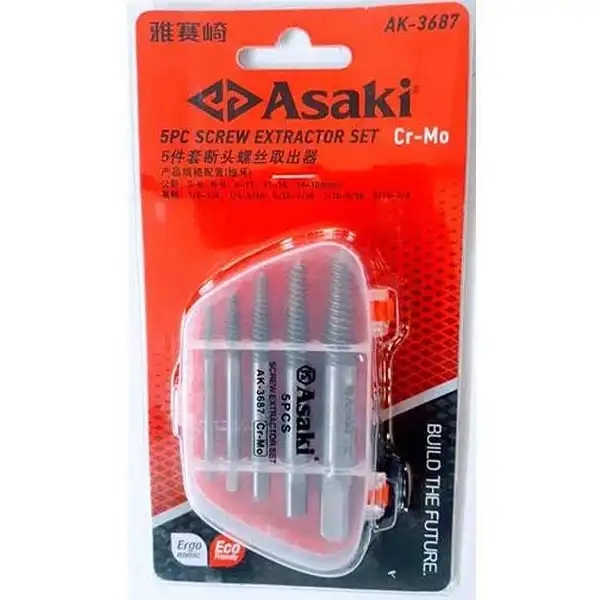 Bộ mũi ren lấy bu lông ốc vít gãy 5 chi tiết Asaki AK-3687
