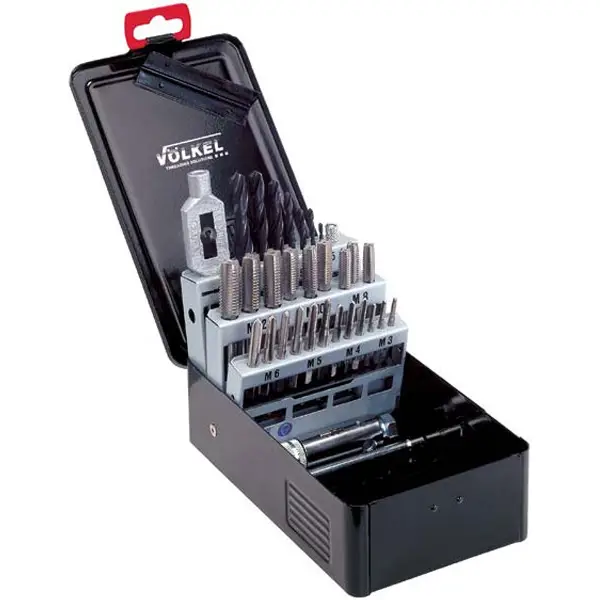 Bộ ta rô ren trong Volkel 49511, 30 chi tiết từ M3-M12, tiêu chuẩn DIN 352