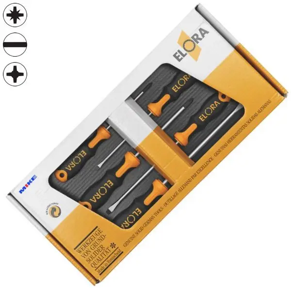 Bộ tô vít 5 cây ELORA 582 S5-K gồm dẹt và hoa thị hoặc bake