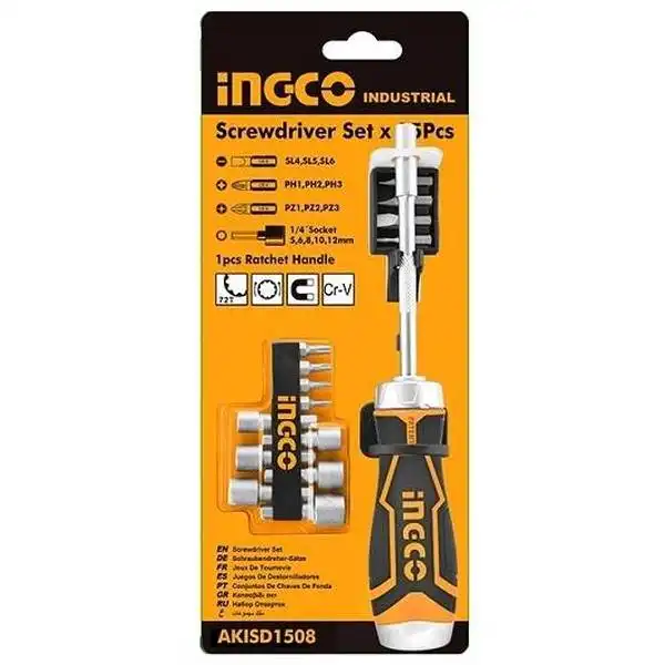 Bộ Tua Vít 15 Đầu AKISD1508 INGCO