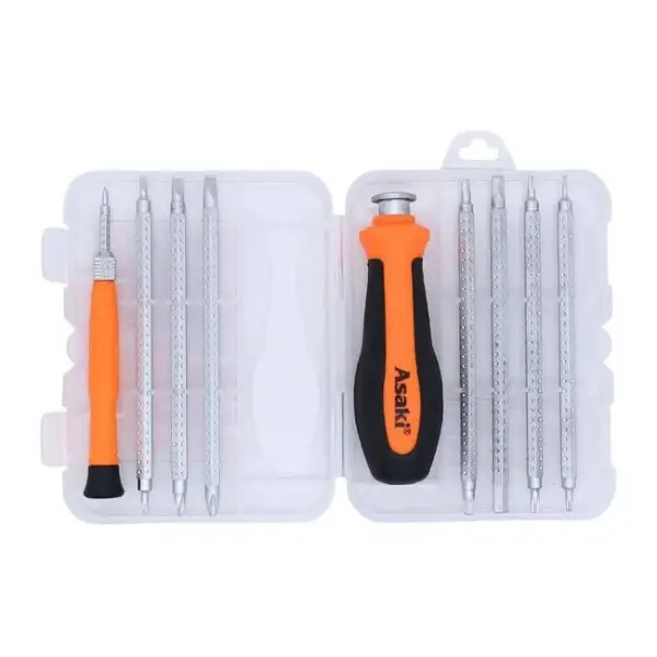 Bộ tuốc nơ vít 2 đầu 10 chi tiết Asaki AK-9082