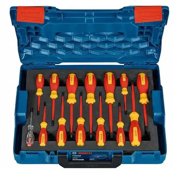 Bộ tuốc nơ vít cách điện 1000V 14 chi tiết Bosch 1600A02NF9