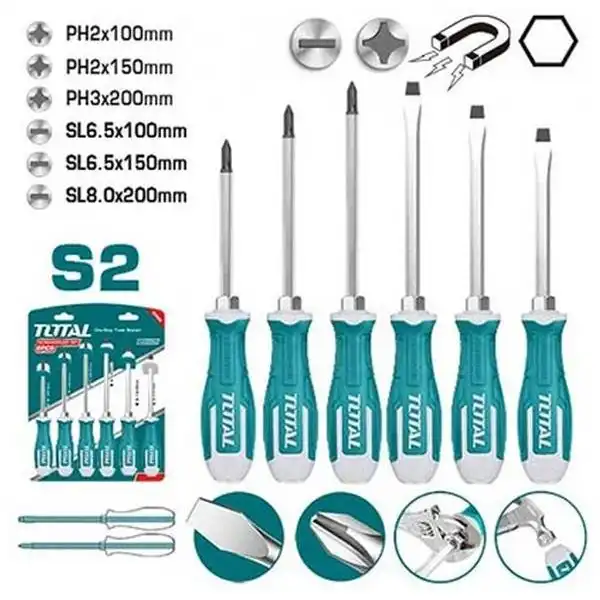 Bộ tuốc nơ vít đóng 6 chi tiết Total THGSS2606