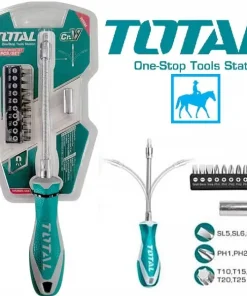Bộ tuốc nơ vít thay đổi trục linh hoạt 12 chi tiết Total THT250FL1206