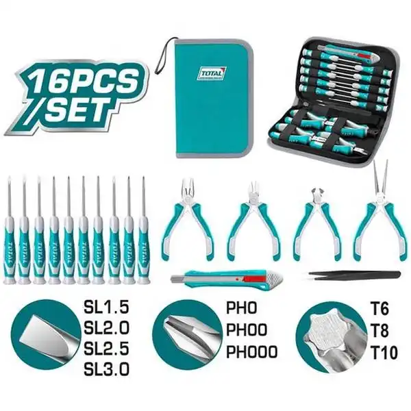 Bộ tuốc nơ vít và kìm 16 chi tiết Total TKTTSK0162