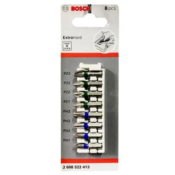 BỘ VẶN VÍT EXTRA HARD 25MM ĐẦU PH, PZ (8 MÓN) BOSCH 2608522413