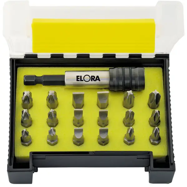 Bộ vít inox 19 chi tiết ELORA 3452ST, hộp nhựa chuyên dụng