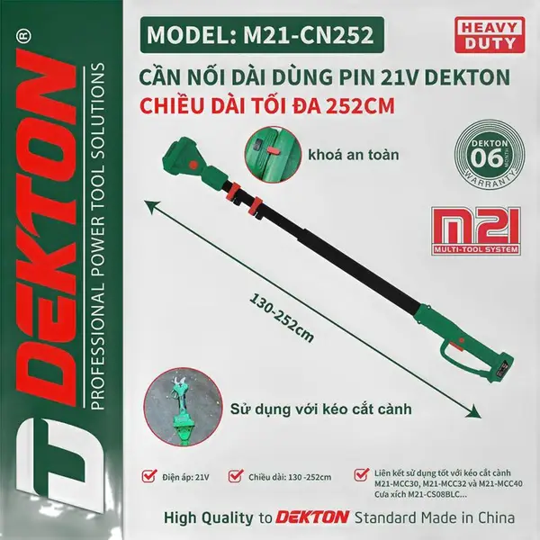 CẦN NỐI DÀI CHO Máy cắt CẦM TAY DÙNG PIN 21V DEKTON M21-CN252