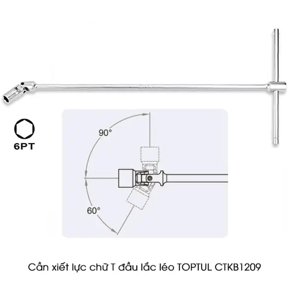 Cần xiết lực chữ T đầu tuýp lắc léo TOPTUL CTKB1209