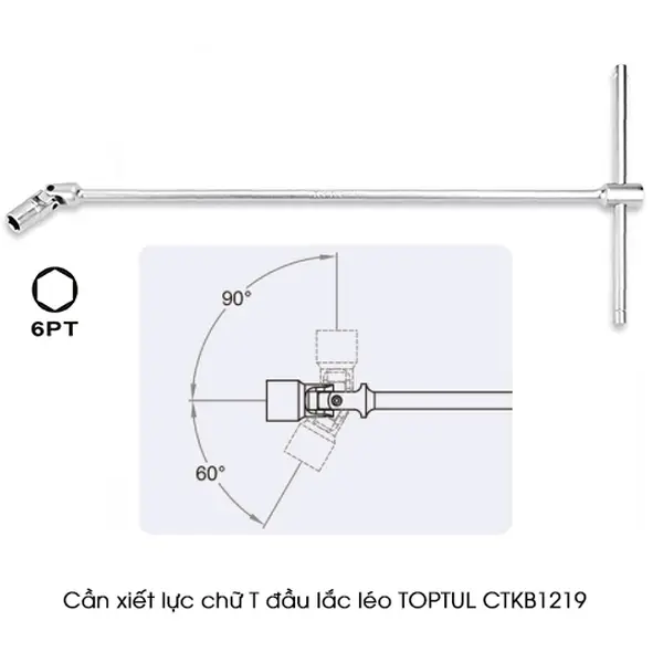 Cần xiết lực chữ T đầu tuýp lắc léo TOPTUL CTKB1219
