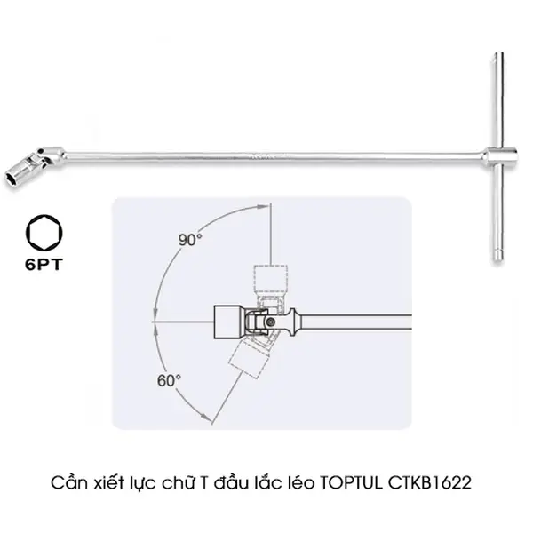Cần xiết lực chữ T đầu tuýp lắc léo TOPTUL CTKB1622
