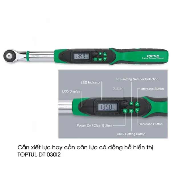 Cần xiết lực hay cần cân lực có đồng hồ hiển thị TOPTUL DT-030I2