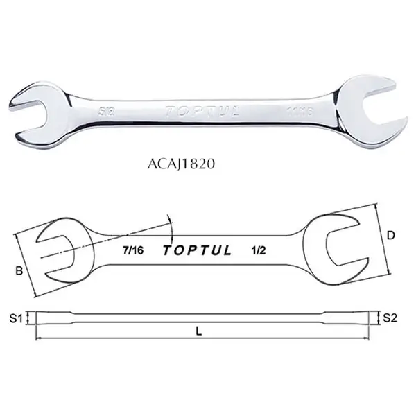 Cờ lê 2 đầu miệng TOPTUL ACAJ1820