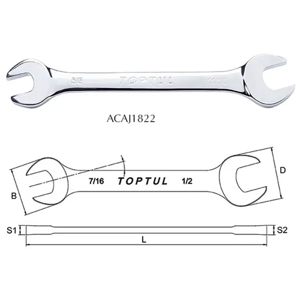 Cờ lê 2 đầu miệng TOPTUL ACAJ1822