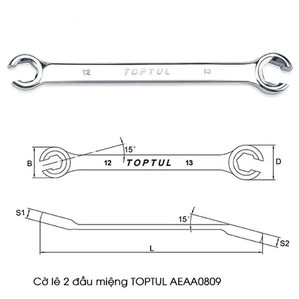 Cờ lê 2 đầu miệng TOPTUL AEAA0809