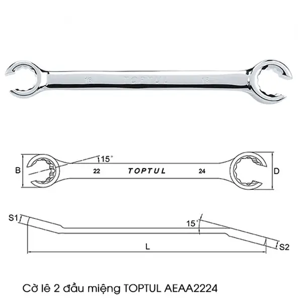 Cờ lê 2 đầu miệng TOPTUL AEAA2224