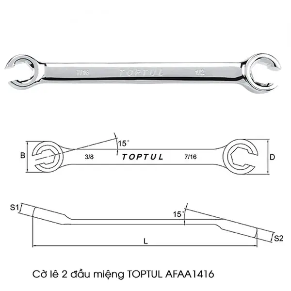 Cờ lê 2 đầu miệng TOPTUL AFAA1416