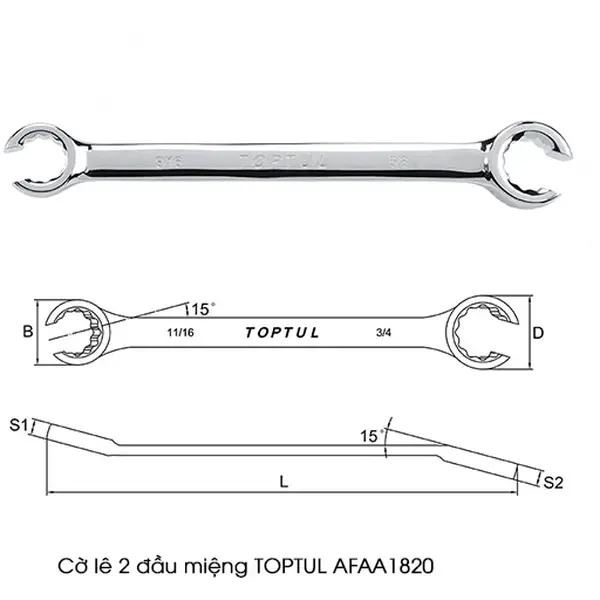 Cờ lê 2 đầu miệng TOPTUL AFAA1820