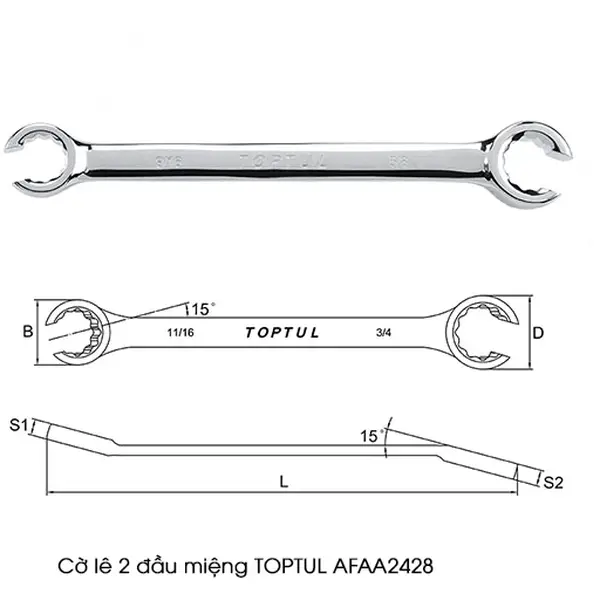 Cờ lê 2 đầu miệng TOPTUL AFAA2428