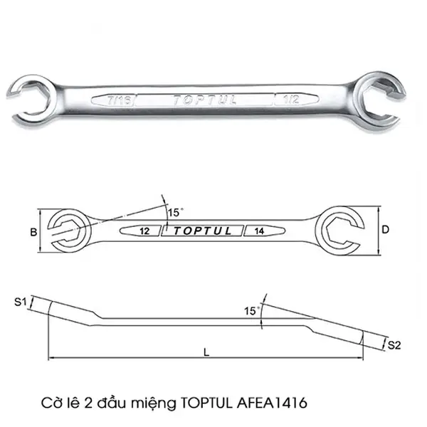 Cờ lê 2 đầu miệng TOPTUL AFEA1416