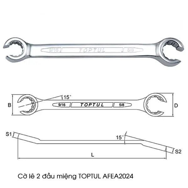 Cờ lê 2 đầu miệng TOPTUL AFEA2024