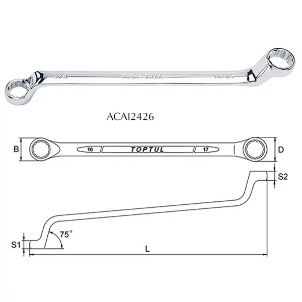 Cờ lê 2 đầu vòng TOPTUL ACAI2426
