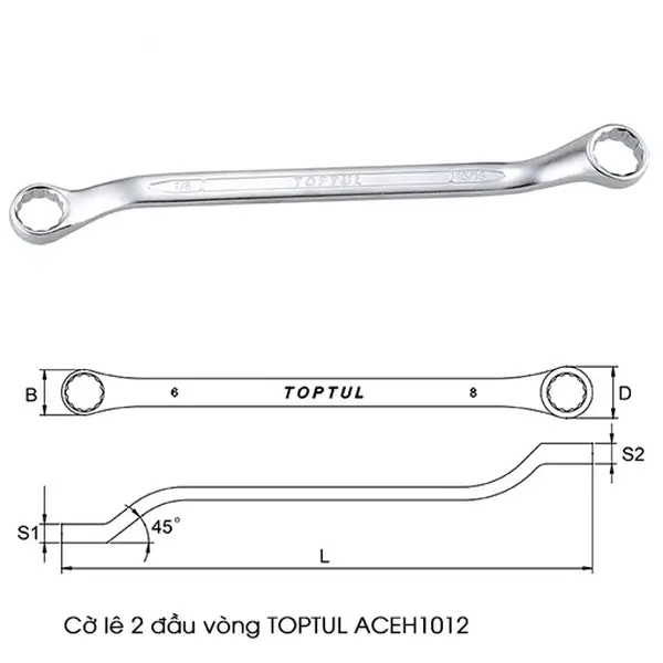 Cờ lê 2 đầu vòng TOPTUL ACEH1012