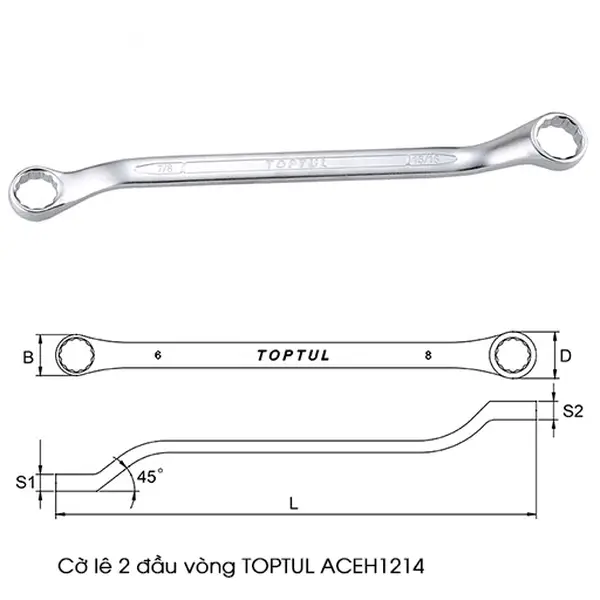 Cờ lê 2 đầu vòng TOPTUL ACEH1214